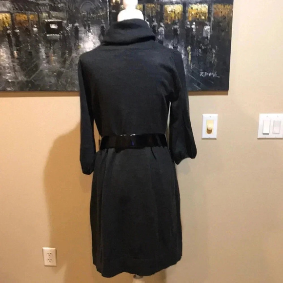 Black/Gray Cowl Neck Midi Sweater Dress 3/4 Sleeves with added Belt-Size L - Picture 6 of 9